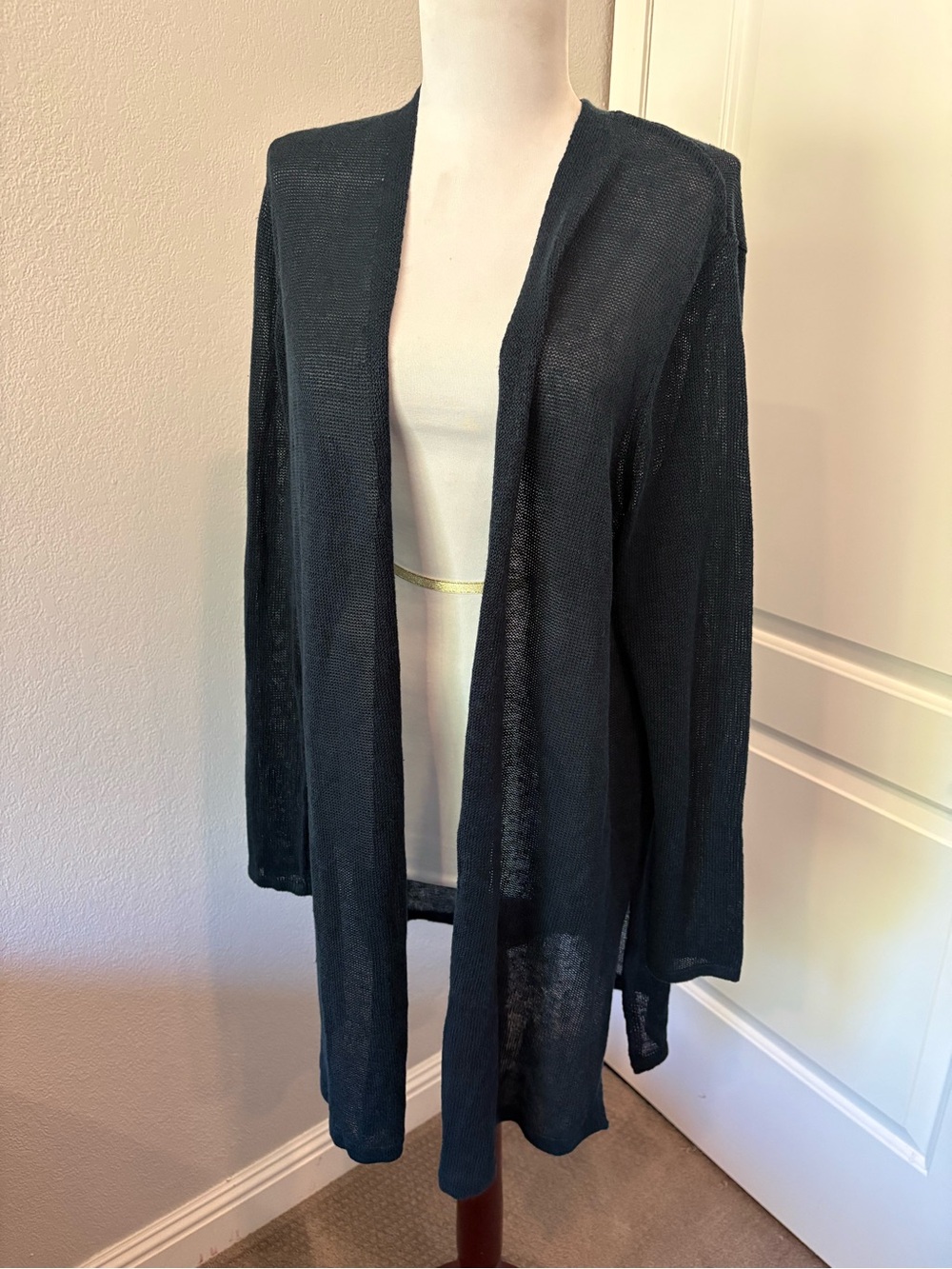 J. Jill blue sheer linen blend long cardigan size L